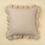 Ruffle Thin Stripe Cushion 20x20 | Beige