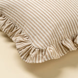 Ruffle Thin Stripe Cushion 20x20 | Beige