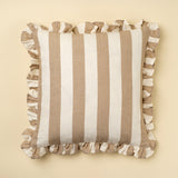 Ruffle Thick Stripe Cushion 20x20 | Beige