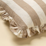 Ruffle Thick Stripe Cushion 20x20 | Beige