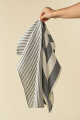 Hampton Stripe Tea Towels Set of 2 | Slate Grey