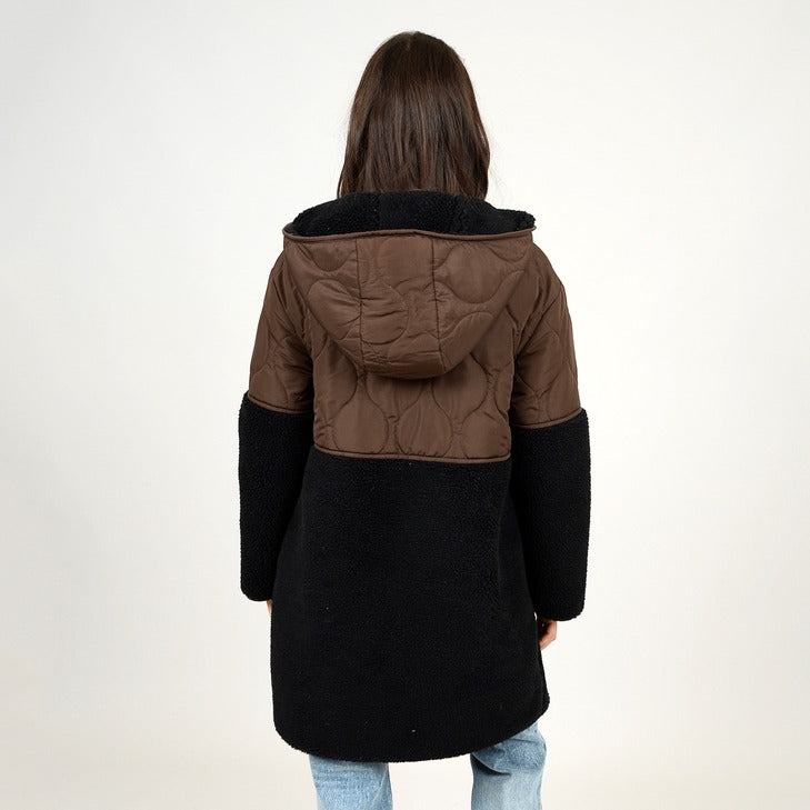 Julie Mid-Length Coat | Black & Brown - FINAL SALE