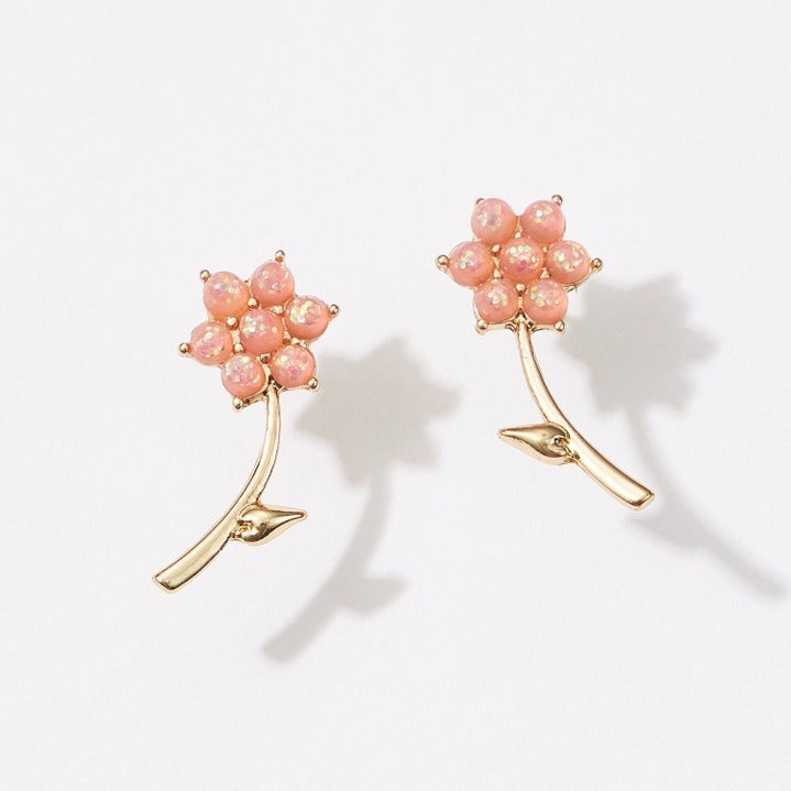 Opal Flower Earrings | Gold