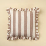 Ruffle Thick Stripe Cushion 20x20 | Fawn