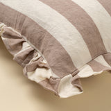 Ruffle Thick Stripe Cushion 20x20 | Fawn