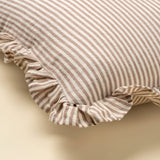 Ruffle Thin Stripe Cushion 20x20 | Fawn