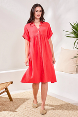 Arna Dress | Coral Red
