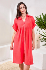 Arna Dress | Coral Red