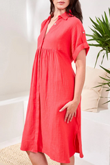 Arna Dress | Coral Red