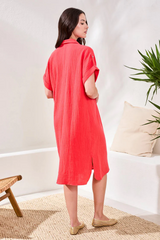 Arna Dress | Coral Red