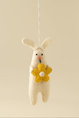 Blossom Bunny Felt Ornament | Yellow - FINAL SALE