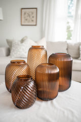 Brown Swirl Barrel Vase | Medium