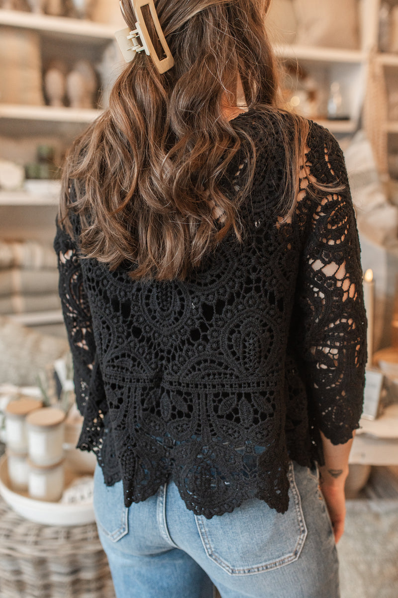 Maren Crochet Top | Black