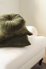 Velvet Scallop Pillow | Moss
