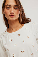 Jessie Eyelet Tee | Whisper White