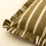 Block Print Stripe Ruffle Pillow 20x20 | Olive