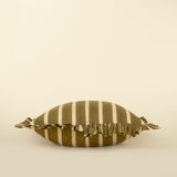 Block Print Stripe Ruffle Pillow 20x20 | Olive
