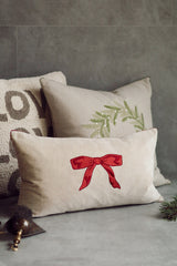 Red Velvet Bow Pillow | 21x12