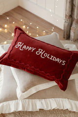 Red Happy Holidays Pillow | 21x12