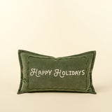 Green Happy Holidays Pillow | 21x12