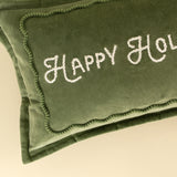 Green Happy Holidays Pillow | 21x12