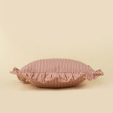 Red Ticking Ruffle Pillow | 20x20