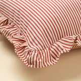 Red Ticking Ruffle Pillow | 20x20