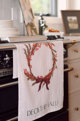 Holiday Wreaths Flour Sack Tea Towels | Set of 2