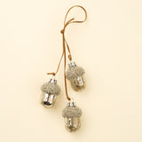 Glitter Acorn Bunch Glass Ornament