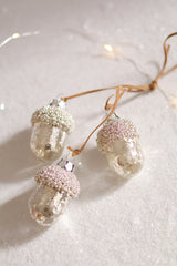 Glitter Acorn Bunch Glass Ornament