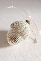 Glitter Acorn Glass Ornament