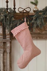 Ticking Stripe Stocking | Red