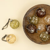 Set of 9 Holiday Baubles | Olive, Pale Gold, Brown