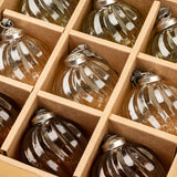 Set of 9 Holiday Baubles | Olive, Pale Gold, Brown