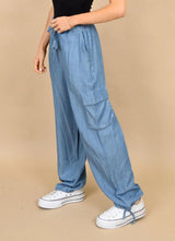 Stacia Cargo Pants | Mid Blue Denim - FINAL SALE