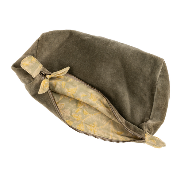 Block Print Lined Velvet Pouch | Cypress
