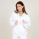 Hollie Fleece Zip Up | White - FINAL SALE