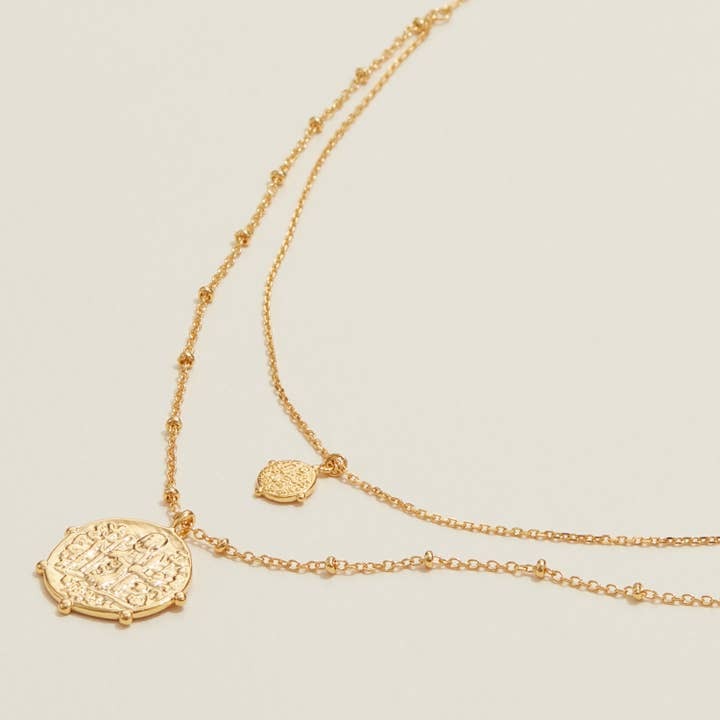 Ancient Coin Pendant Necklace | Gold