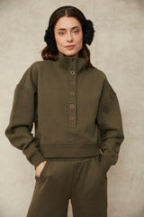 Malta Fleece Mock Neck | Army Green
