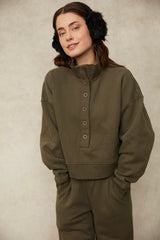 Malta Fleece Mock Neck | Army Green