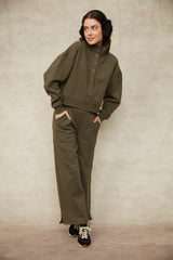 Malta Fleece Mock Neck | Army Green