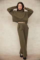 Malta Fleece Mock Neck | Army Green