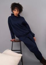 Celestine Fleece Mock Neck Pullover | Navy