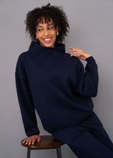 Celestine Fleece Mock Neck Pullover | Navy