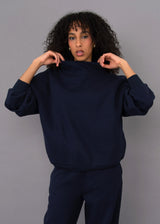 Celestine Fleece Mock Neck Pullover | Navy