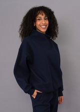 Celestine Fleece Mock Neck Pullover | Navy