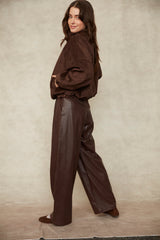 Philona Faux Leather Pant | Brunette