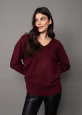 Ghazala V-Neck Pullover | Maroon