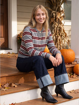 Harrison Striped Cardigan | Heather Grey & Maroon