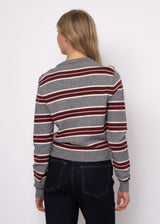 Harrison Striped Cardigan | Heather Grey & Maroon
